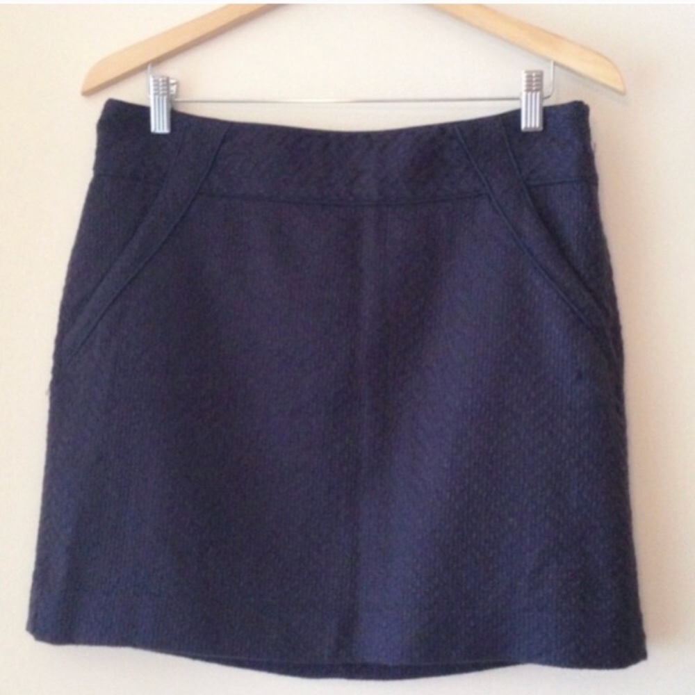 LOFT Patterned Navy Mini Skirt with Pockets